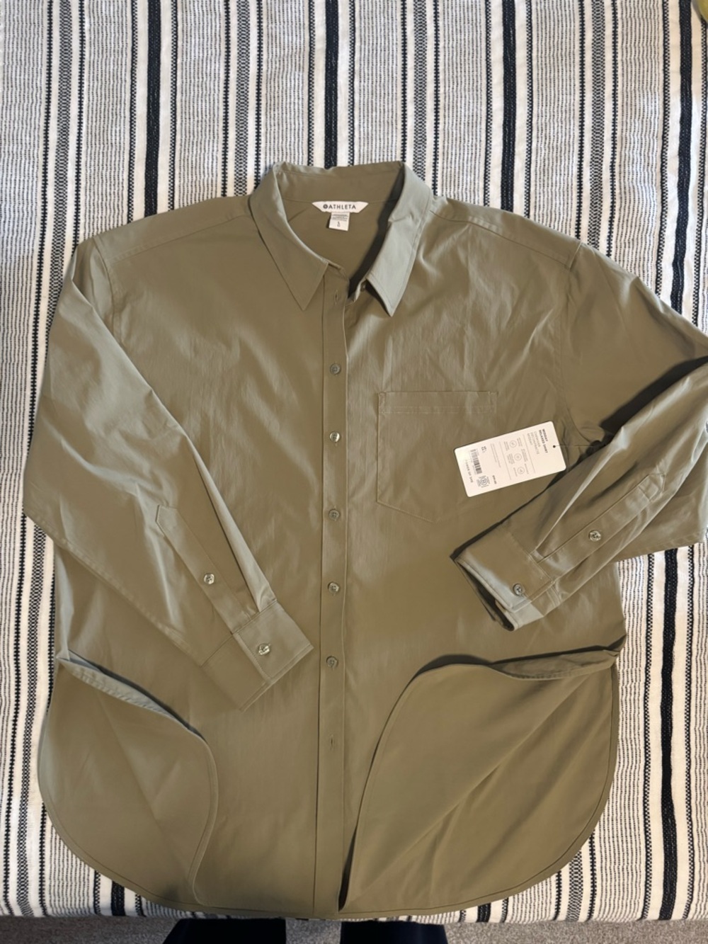 NWT Athleta Midday Relaxed Shirt in Light Olive Green size Large L - Picture 4 of 8